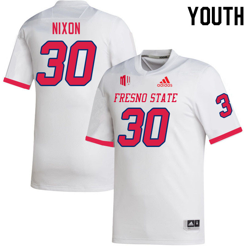 Youth #30 Jace Nixon Fresno State Bulldogs College Football Jerseys Stitched-White